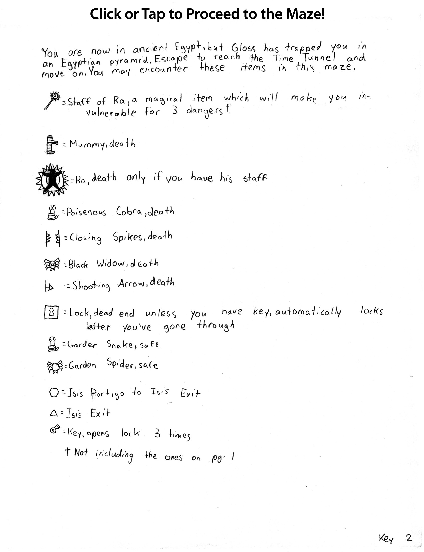 Ancient Egypt Maze Key